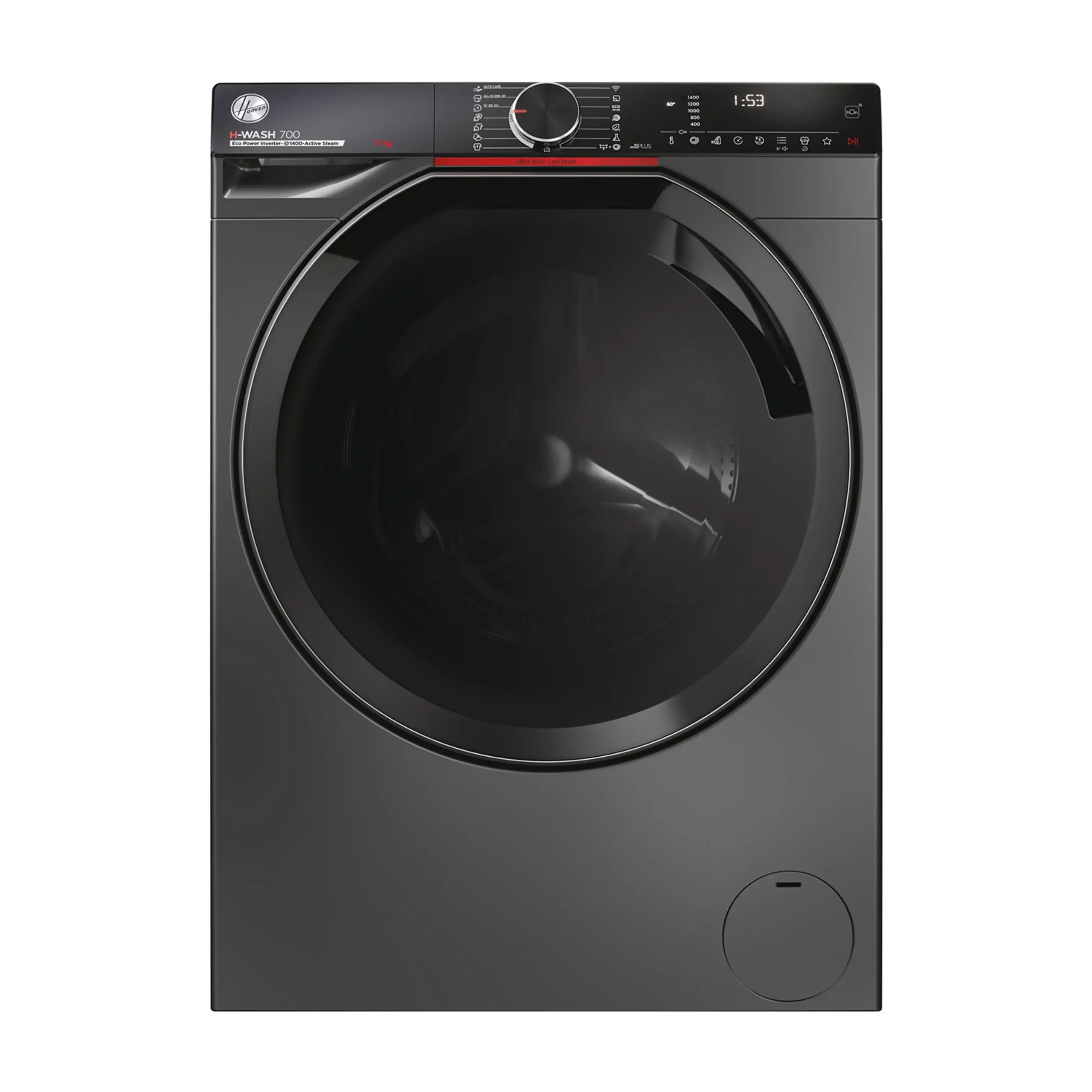 HOOVER H7W4 48MBCR6-S LAVATRICE SLIM, Caricamento frontale, 8 kg, 18 programmi, Profondità 48 cm, Giri 1400 rpm, Antracite, livello rumorosità centrifuga 72 dB(A), Classe A