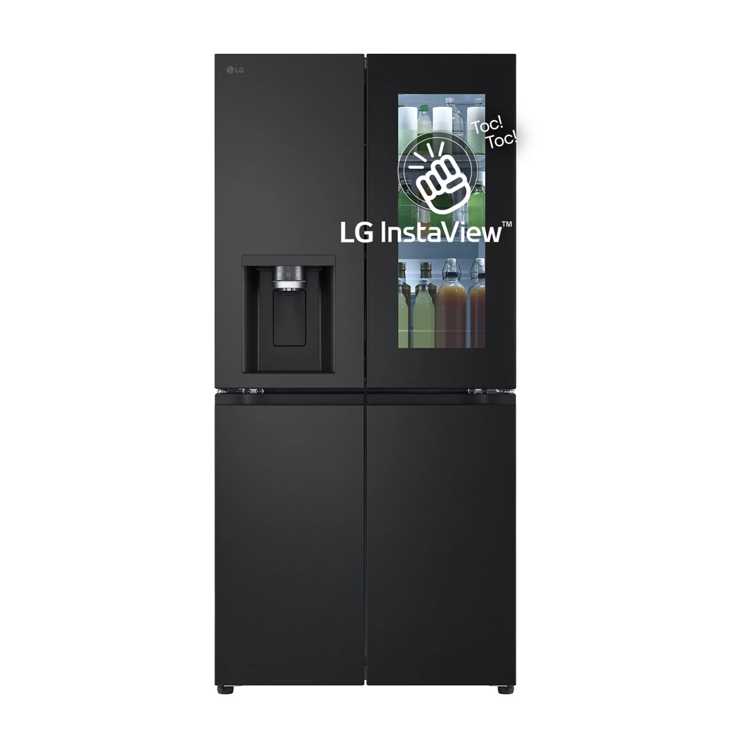 Frigorifero americano LG GMG860EPBE InstaView, Sistema Multi Flow: Sì; Sistema raffreddamento frigorifero: No Frost; Sistema raffreddamento congelatore: No Frost, Capacità netta totale 508 l, Rumorosità: 40 dB(A), LAN wireless, Dispenser acqua, Dispenser ghiaccio, Dimensioni: L 83,5 cm A 178,7 cm P 73 cm, Matte Black, Classe E