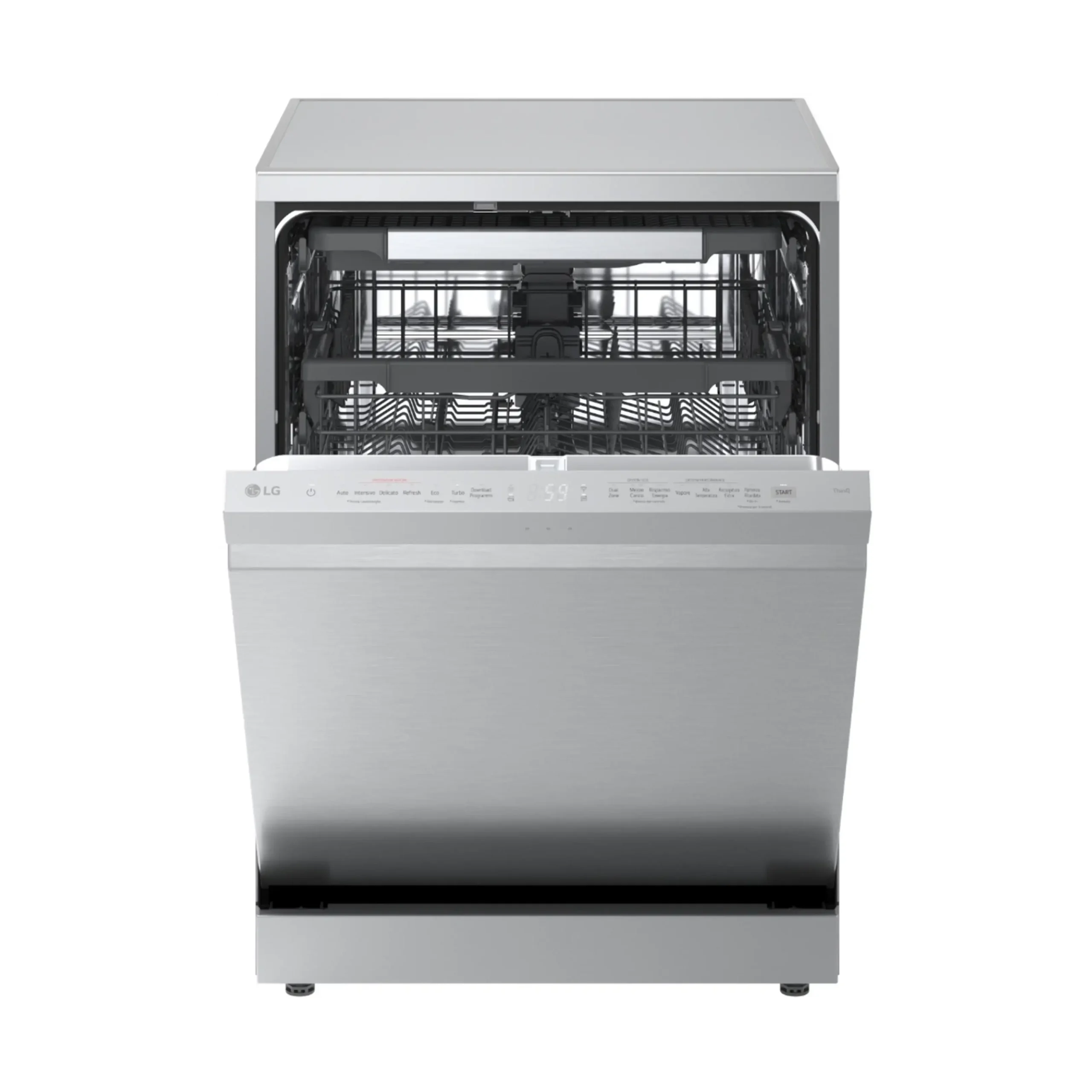 LAVASTOVIGLIE Libera installazione (FS) LG DF375HVS, Programmi 10, Dimensioni: L 60 cm, A 60 cm, P 85 cm, Rumorosità 43 dB(A), Consumo di acqua 9,5 l, Premium Silver, Classe A