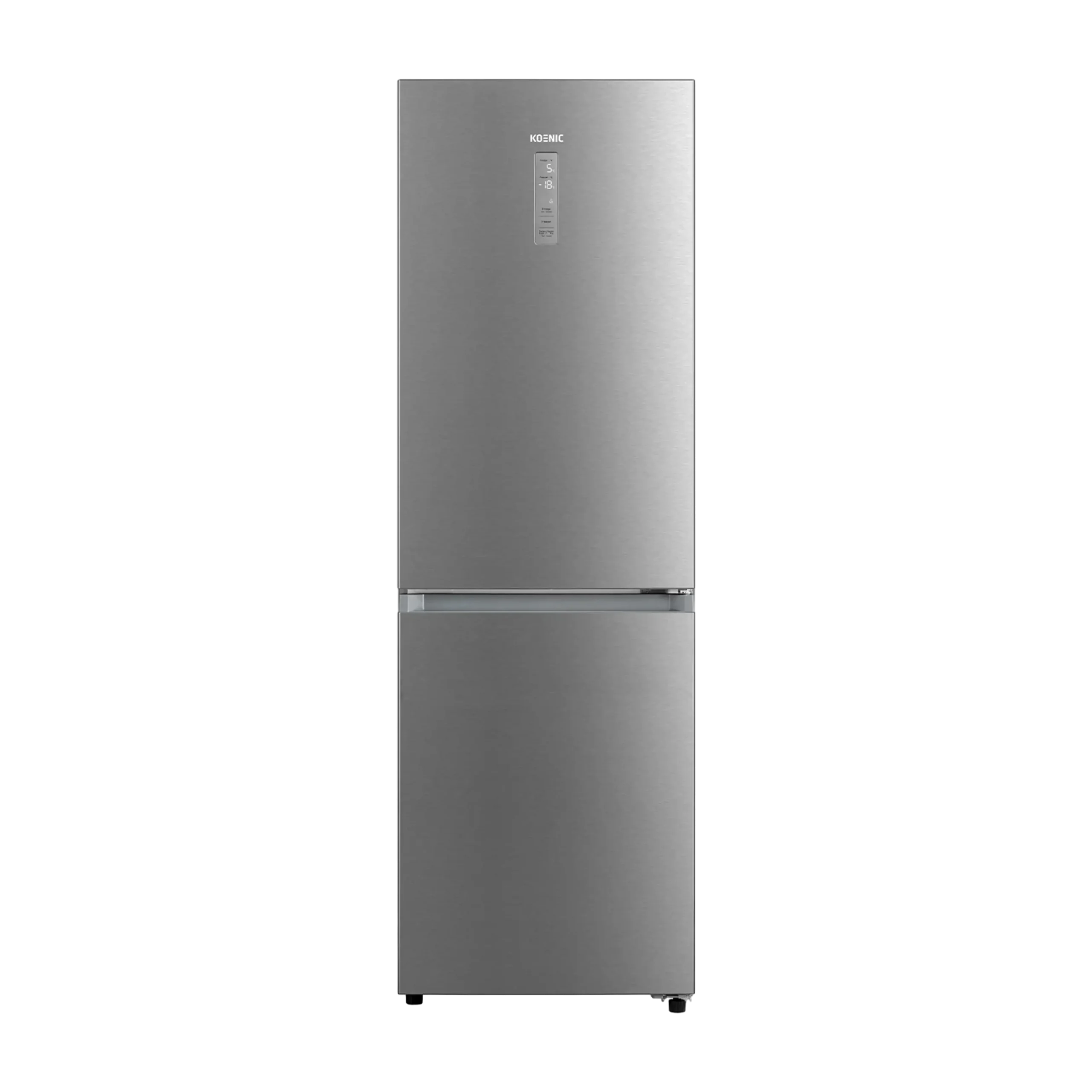 FRIGORIFERO COMBINATO KOENIC KFK 621 C NF IN, inox, dimensioni: L 60 cm x H 186 cm x P 71 cm, capacità netta totale 338 litri, rumorosità 35 Db (A), classe C