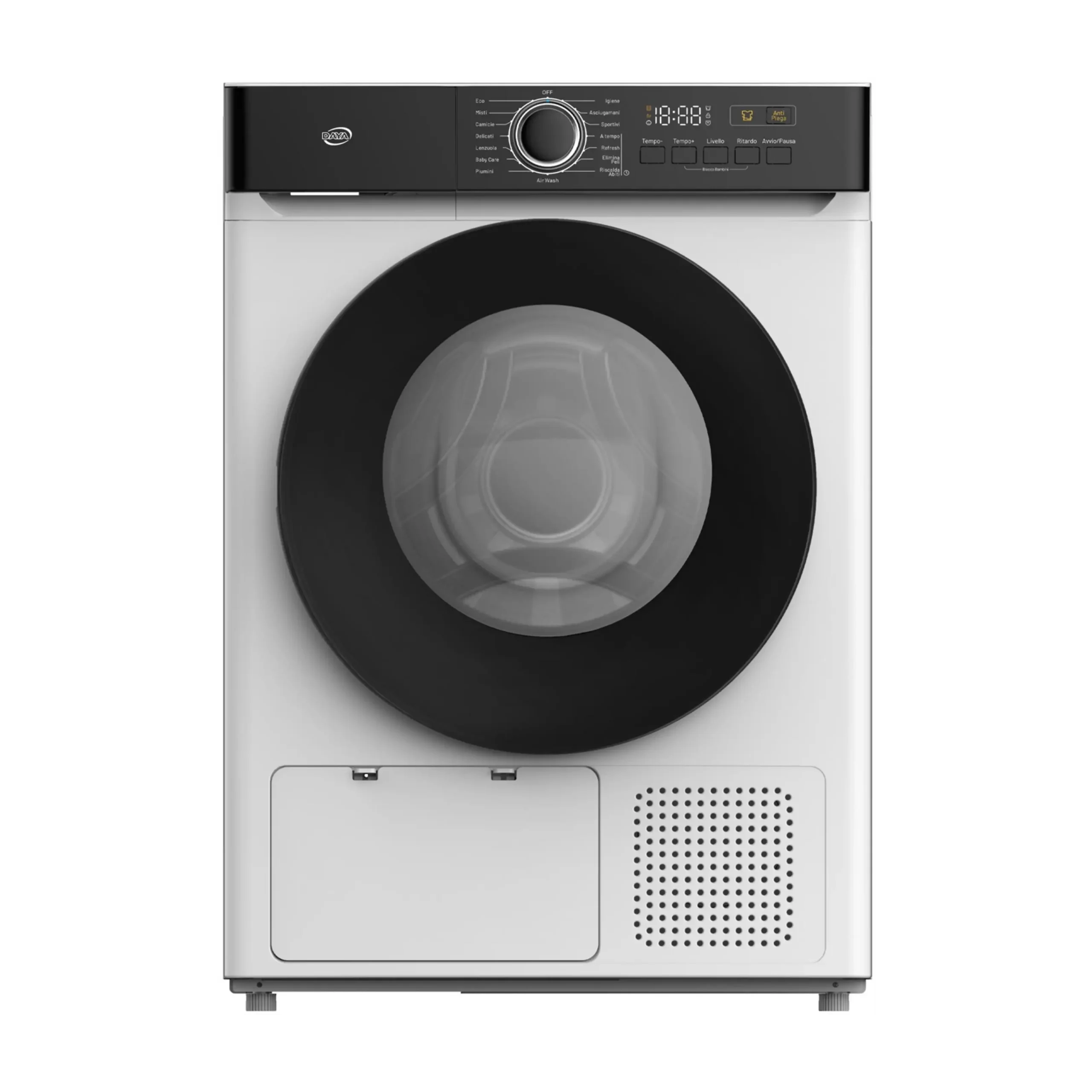 ASCIUGATRICE DAYA DSTD9PE A pompa di calore, 9 kg, profondità 62 cm, 66 dB(A), BIANCO, Classe E