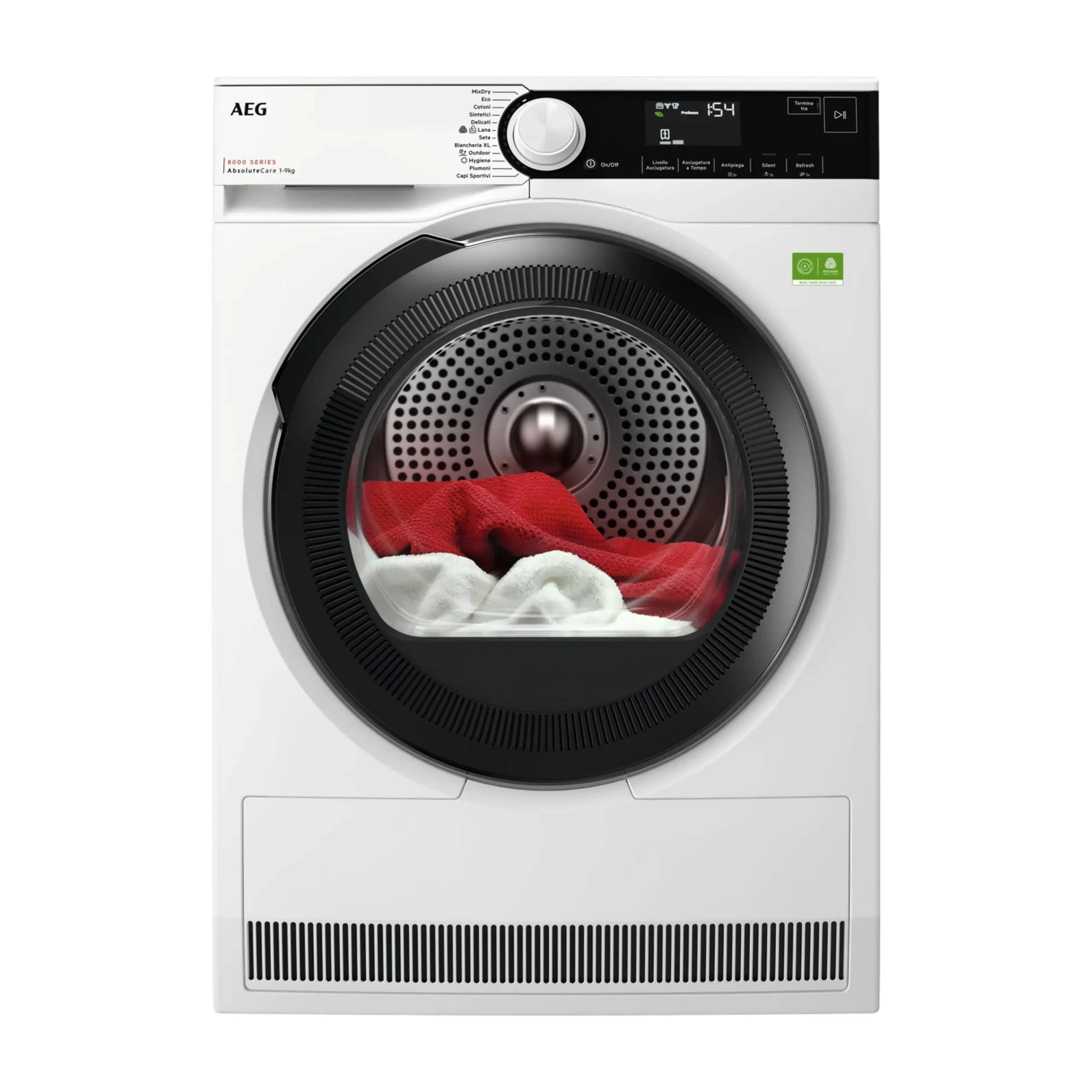 Asciugatrice AEG TR8HDCH9B, a pompa di calore, 9 Kg, profondità 63,6 cm, funzione refresh MixDry, Eco, Classe B