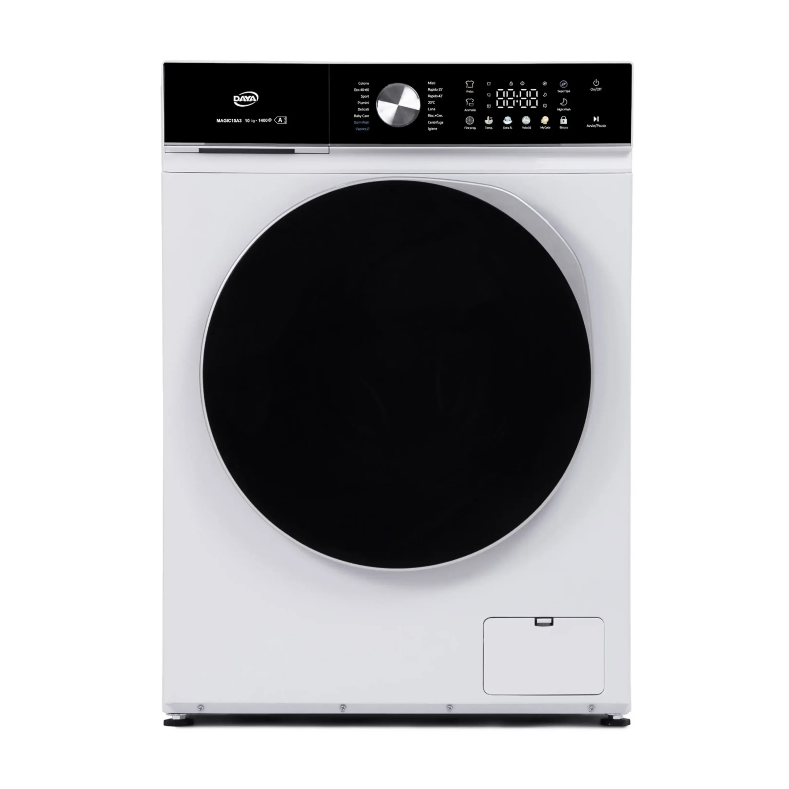 DAYA MAGIC10A3 LAVATRICE, Caricamento frontale, 10 kg, 18 programmi, Profondità 60 cm, Giri 1400 rpm, livello rumorosità centrifuga 76 dB(A), Classe A