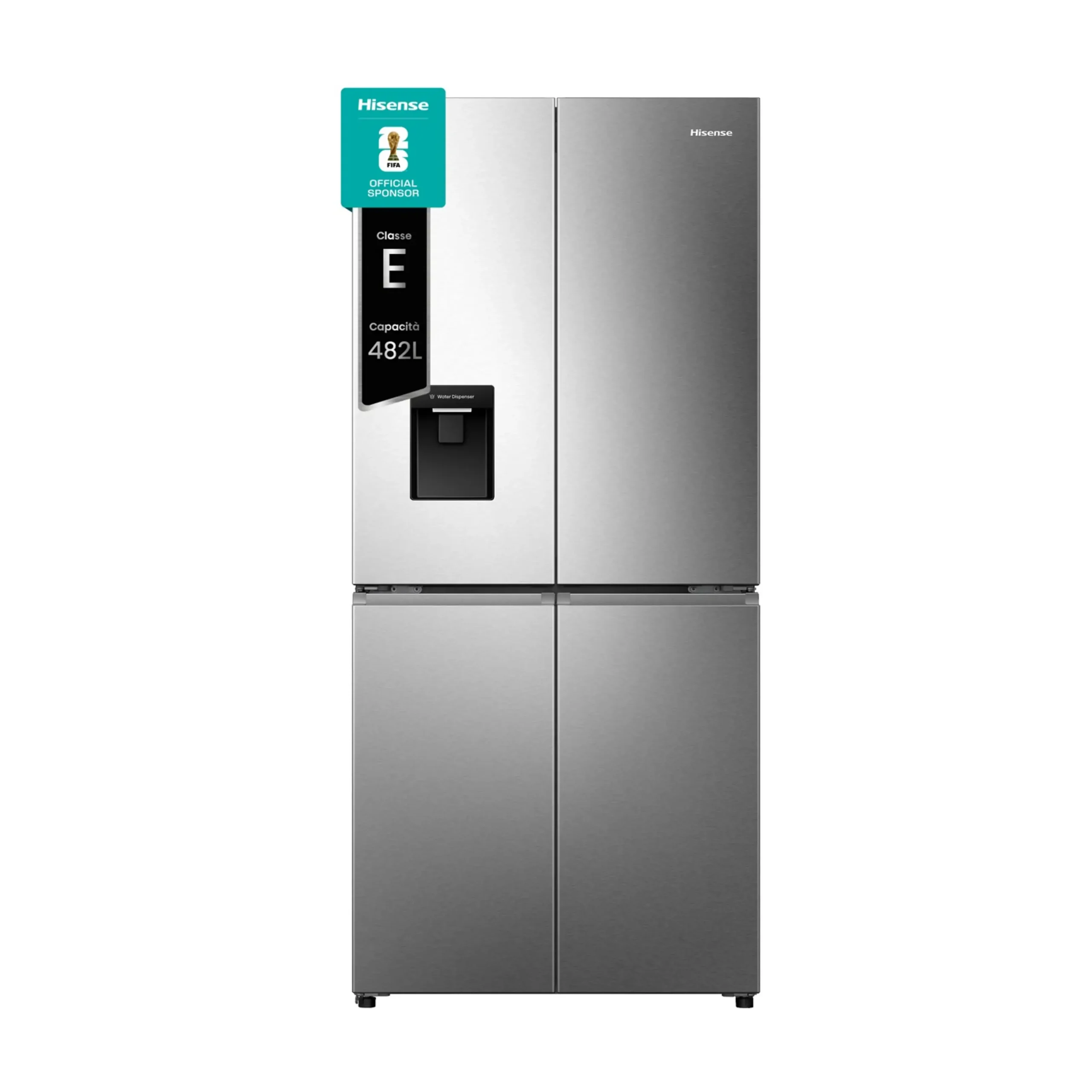 Frigorifero americano HISENSE RQ5P470SMIE, Sistema Multi Flow: Sì; Sistema raffreddamento frigorifero: No Frost; Sistema raffreddamento congelatore: No Frost, Capacità netta totale 460 l, Rumorosità: 37 dB(A), Dispenser acqua, Dimensioni: L 79,4 cm A 178,5 cm P 69,8 cm, Inox, Classe E