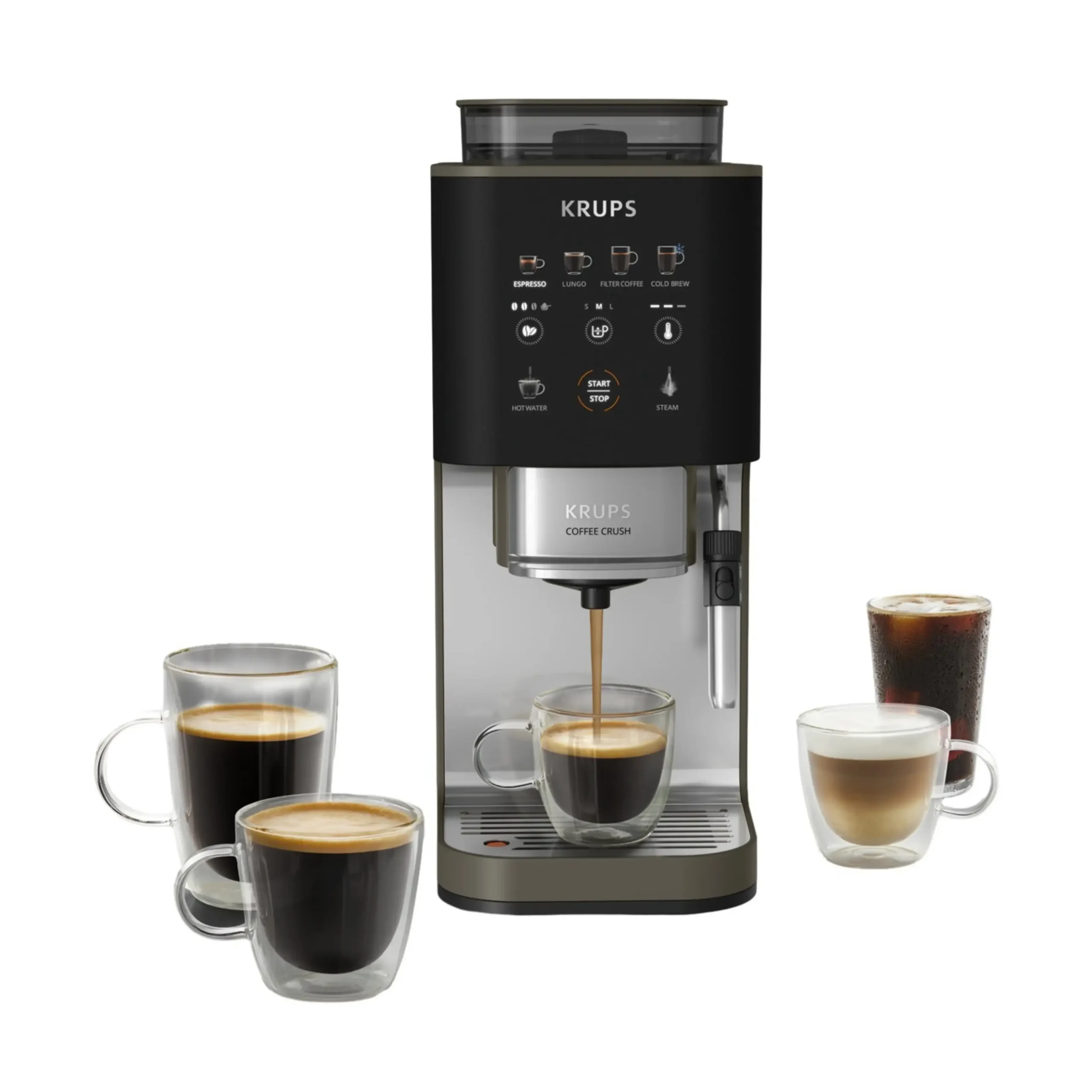 MACCHINA CAFFÈ AUTOMATICA KRUPS Coffee Crush Experience SA403B, Pressione pompa 15 bar, Potenza 1370 W, Programmi Espresso, Caffè lungo, Caffè americano, Caffè freddo, Cappuccino e Tè caldo, Funzione Regolazione macinatura, Lioness