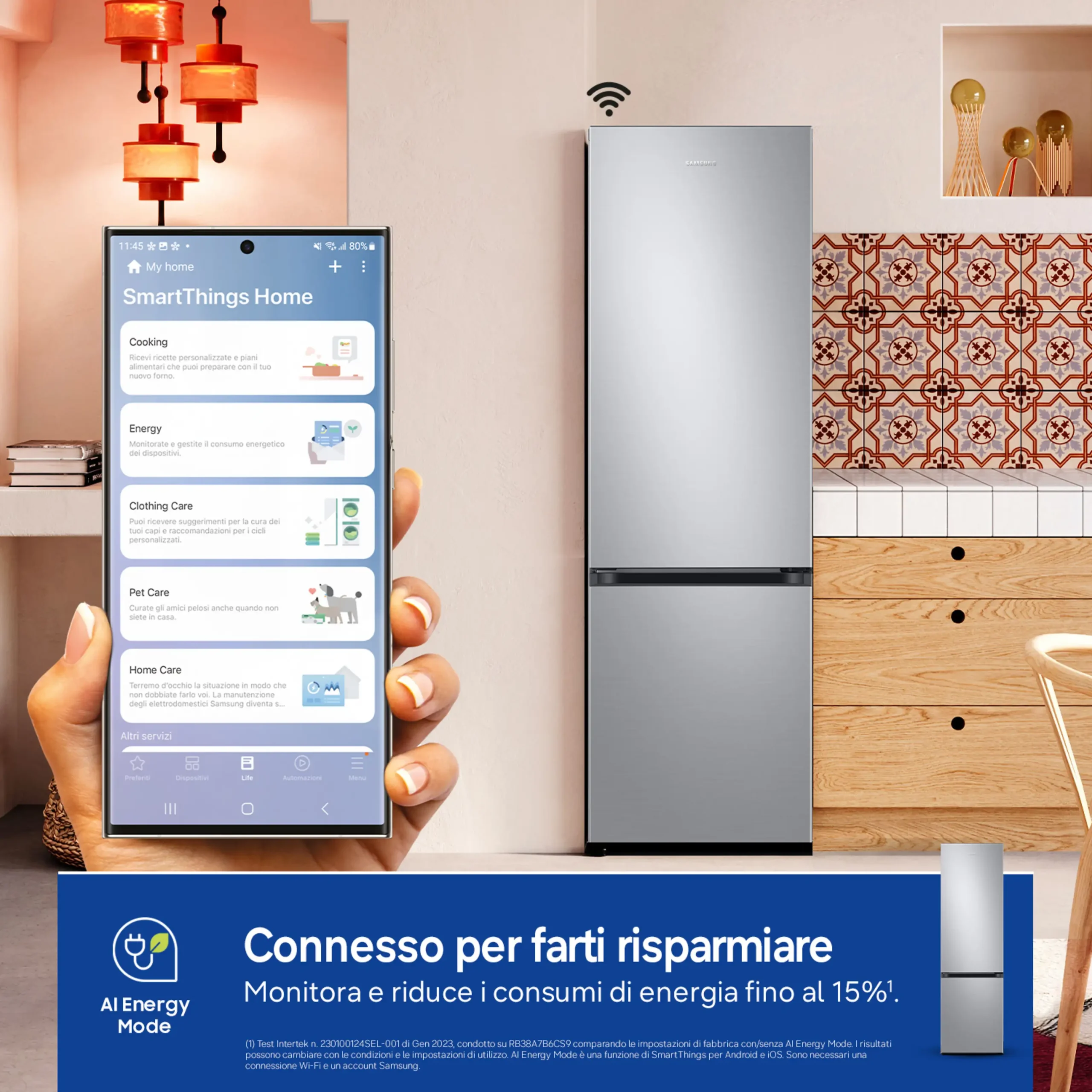 FRIGORIFERO COMBINATO SAMSUNG RB38C607AS9/EF, Capacità netta totale 387 l, Rumorosità: 35 dB(A), LAN wireless, 5 ripiani, Dimensioni: L 59,5 cm A 203 cm P 65,8 cm, Metal Inox, Classe A – Image 6