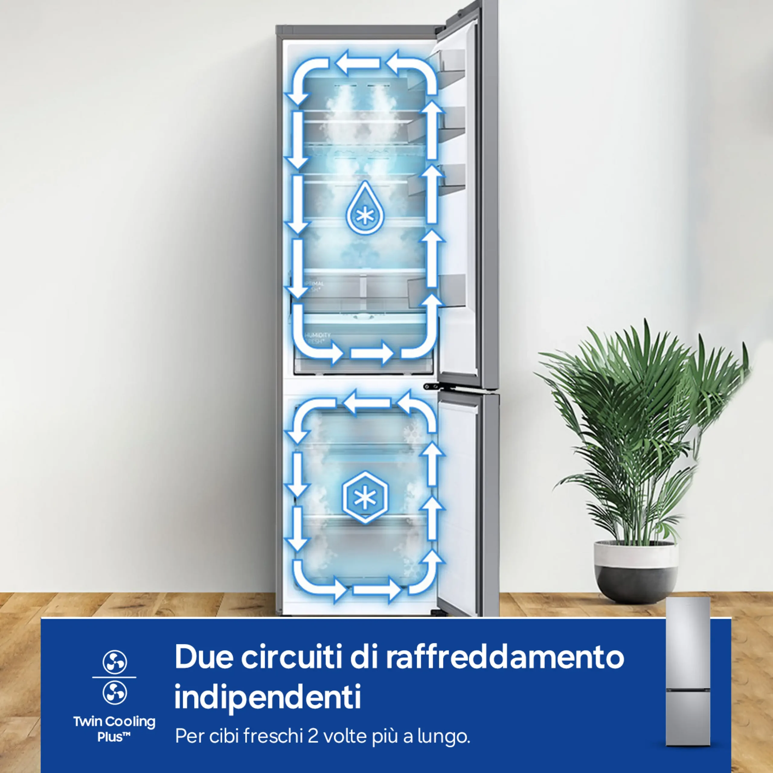 FRIGORIFERO COMBINATO SAMSUNG RB38C607AS9/EF, Capacità netta totale 387 l, Rumorosità: 35 dB(A), LAN wireless, 5 ripiani, Dimensioni: L 59,5 cm A 203 cm P 65,8 cm, Metal Inox, Classe A – Image 3