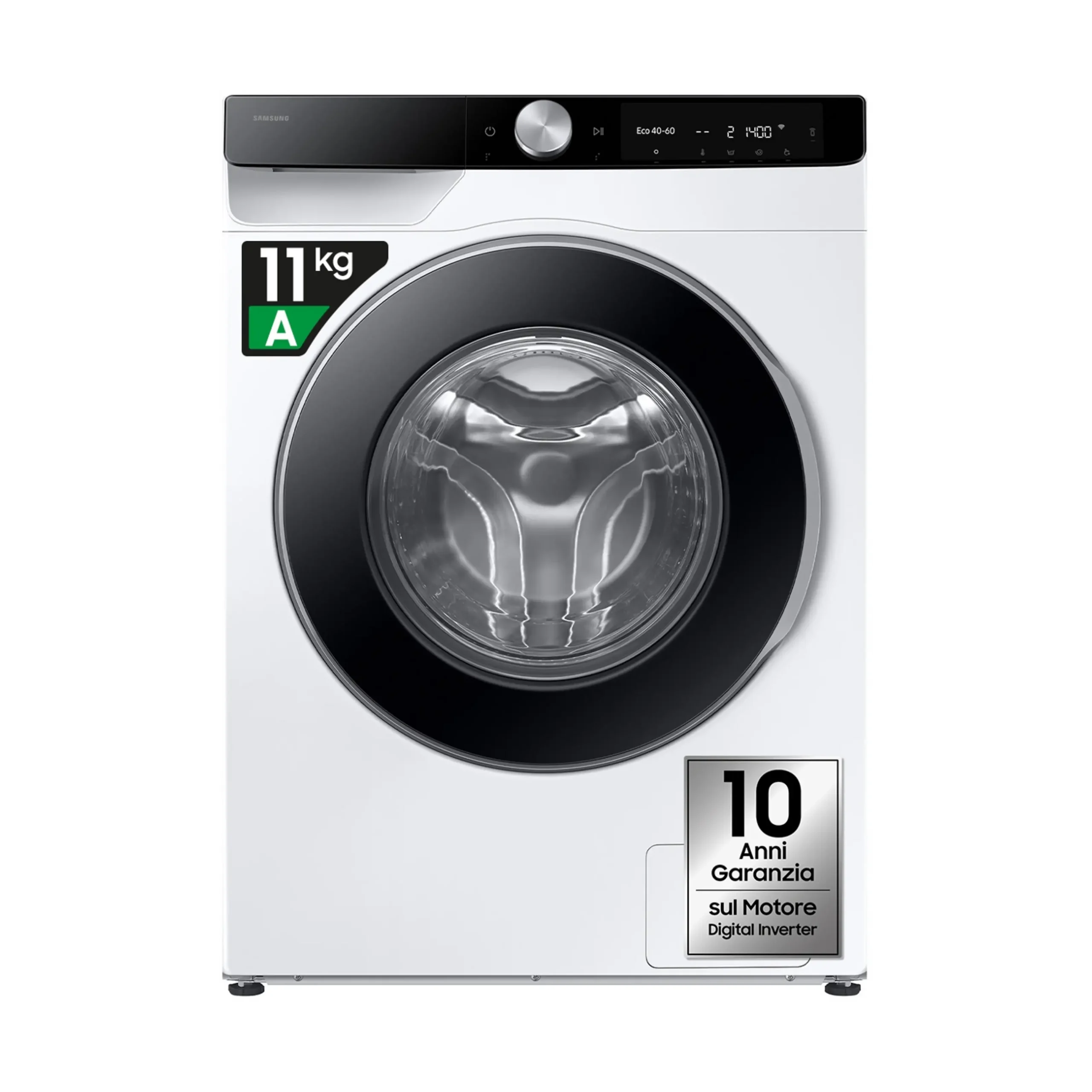 SAMSUNG WW11DG6B85LKU3 LAVATRICE, Caricamento frontale, 11 kg, 25 programmi, Profondità 60 cm, Giri 1400 rpm, Bianco, livello rumorosità centrifuga 72 dB(A), Classe A