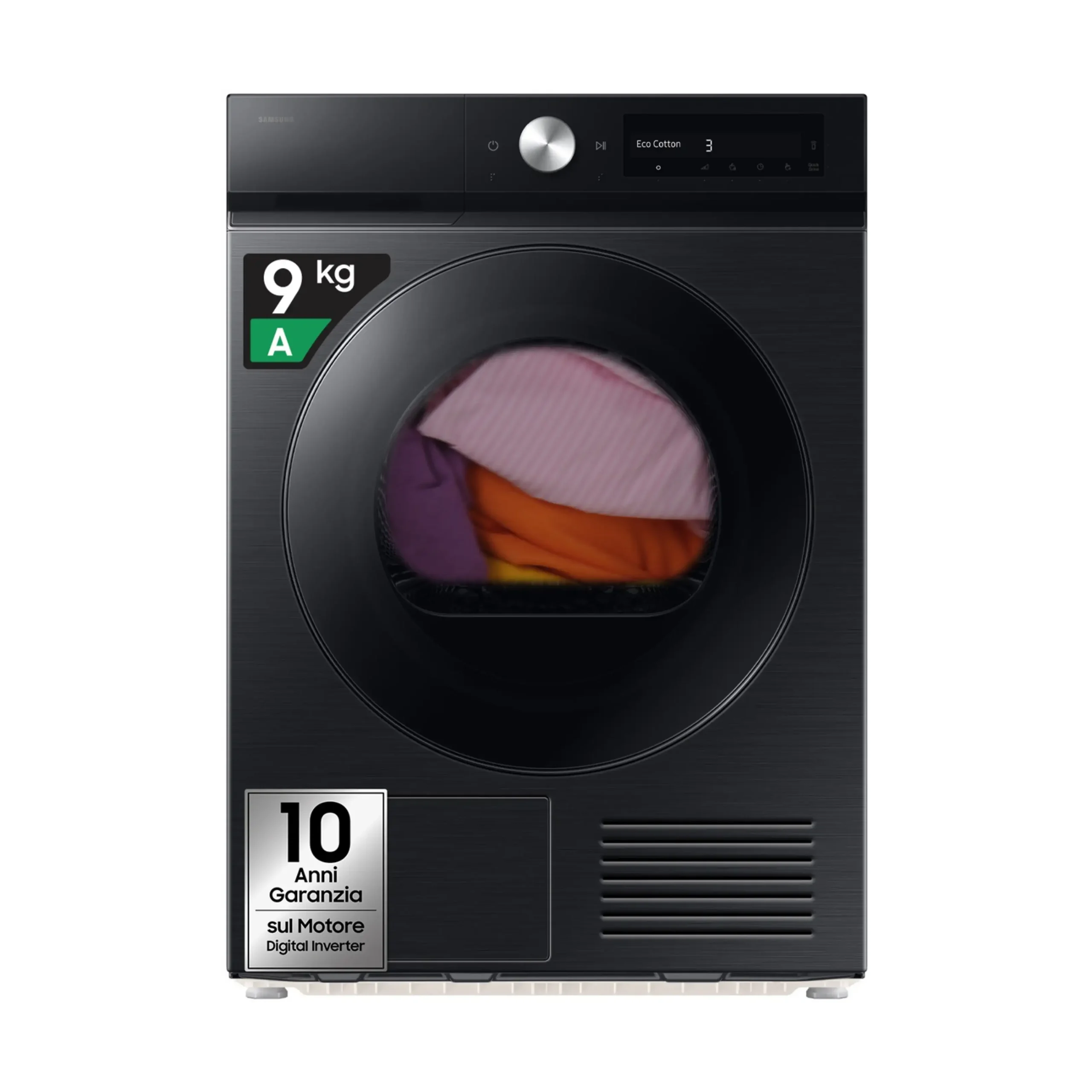 ASCIUGATRICE SAMSUNG DV90DB7845GBU3 A pompa di calore, 9 kg, profondità 60 cm, 64 dB(A), Nero, Classe A