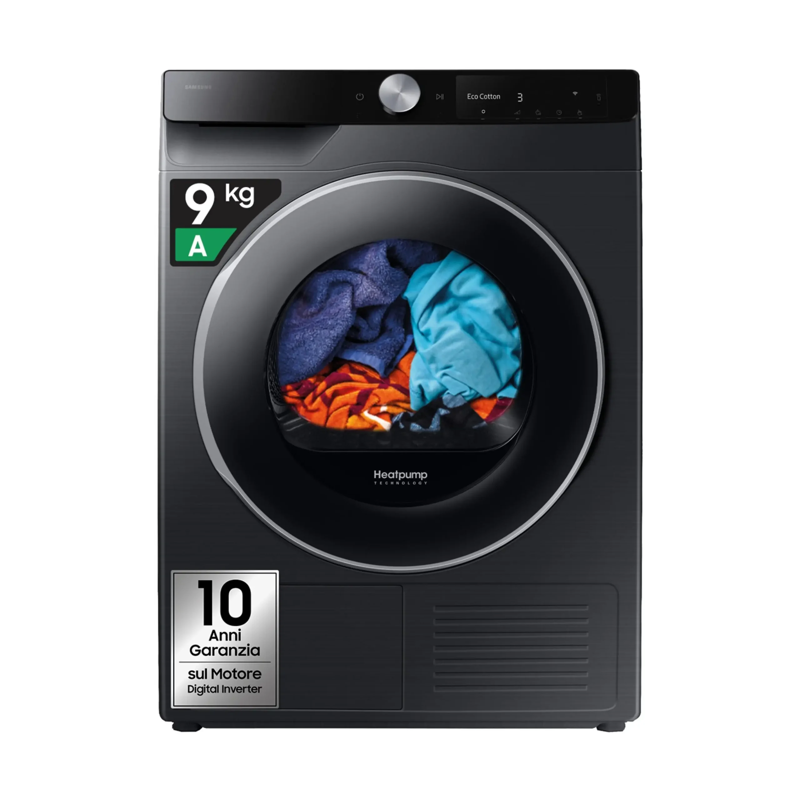 Asciugatrice SAMSUNG DV90DG6845LBU3, a condensazione, 9 Kg, profondità 60 cm, tecnologia AI Dry, funzione Super Speed 81’, Classe A