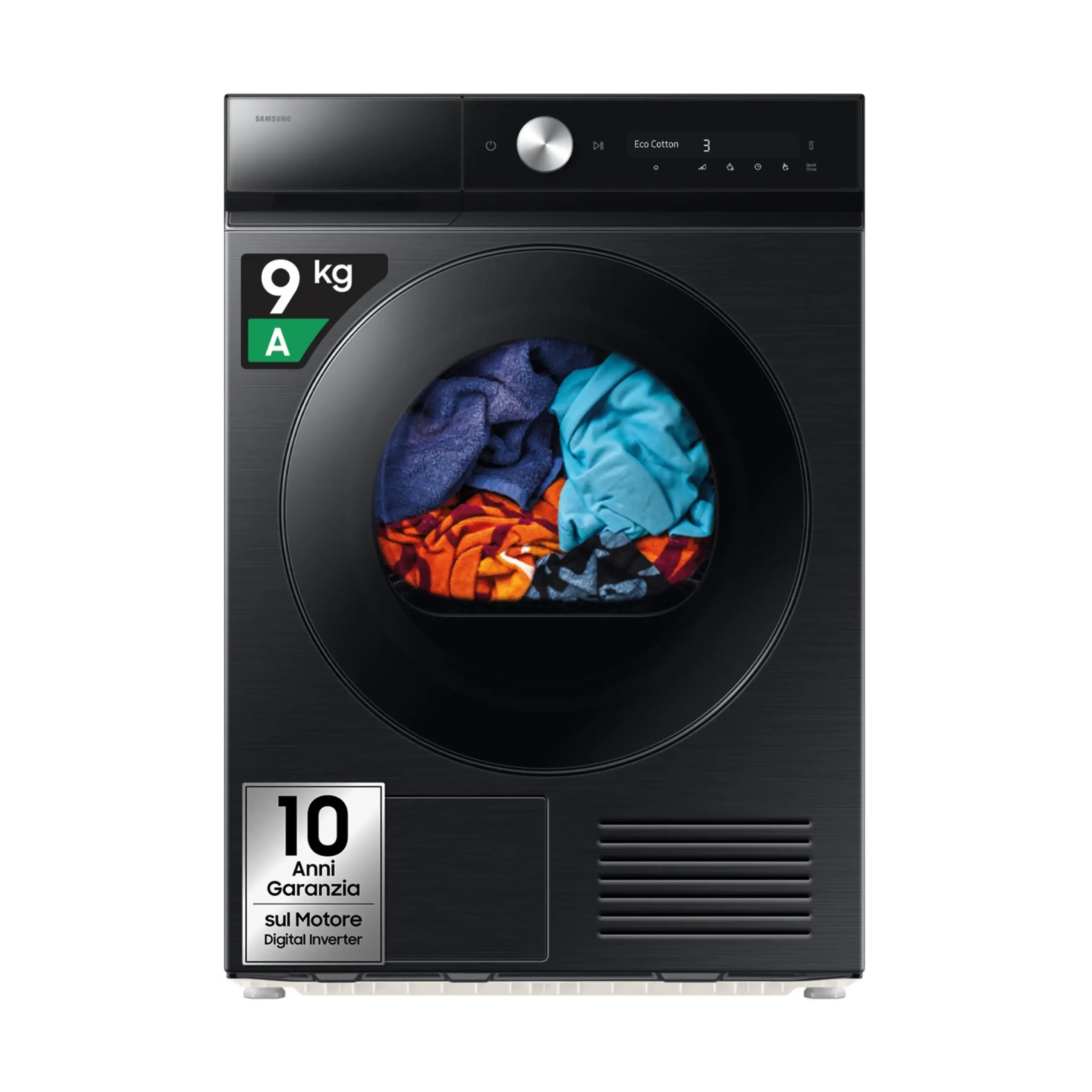 Asciugatrice SAMSUNG DV90DB8845GBU3, a condensazione, 9 Kg, profondità 60 cm, Funzione refresh, programmi automatici: AI Dry+; Pronto Stiro; Classe A