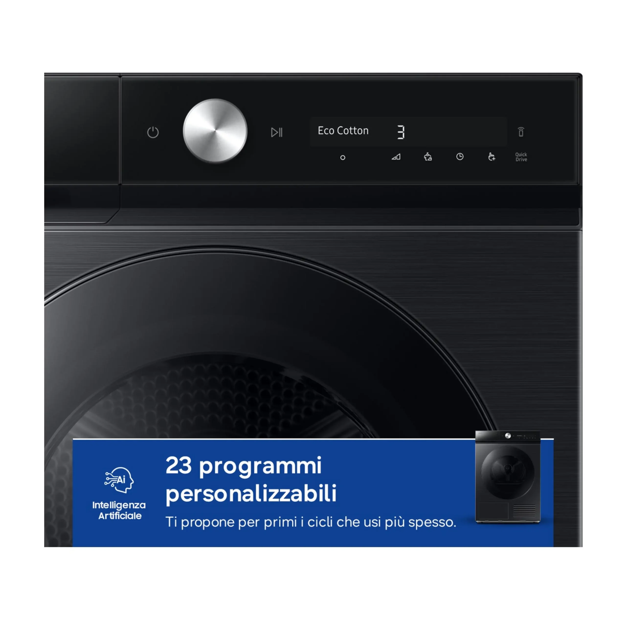 Asciugatrice SAMSUNG DV90DB8845GBU3, a condensazione, 9 Kg, profondità 60 cm, Funzione refresh, programmi automatici: AI Dry+; Pronto Stiro; Classe A – Image 7
