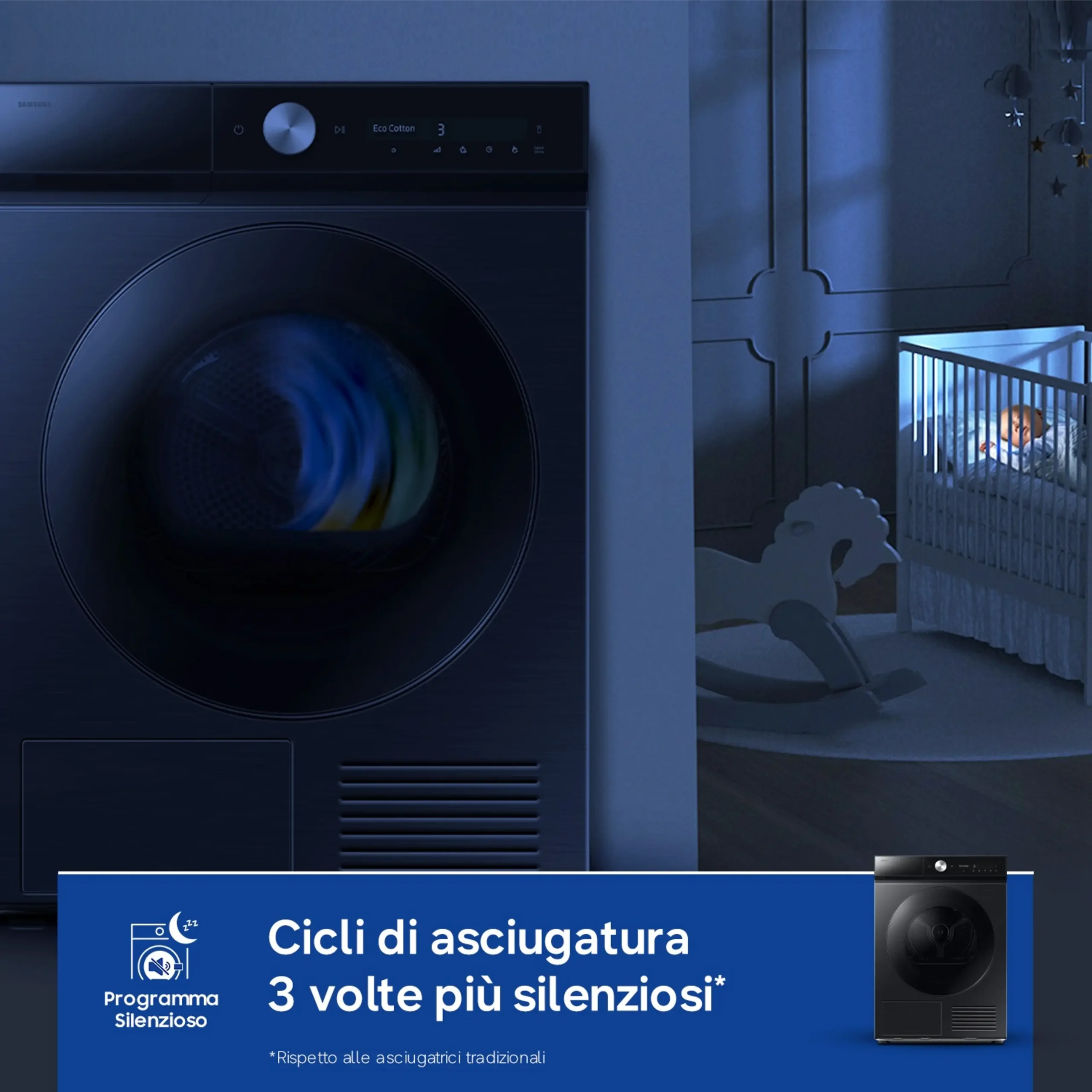 Asciugatrice SAMSUNG DV90DB8845GBU3, a condensazione, 9 Kg, profondità 60 cm, Funzione refresh, programmi automatici: AI Dry+; Pronto Stiro; Classe A – Image 5