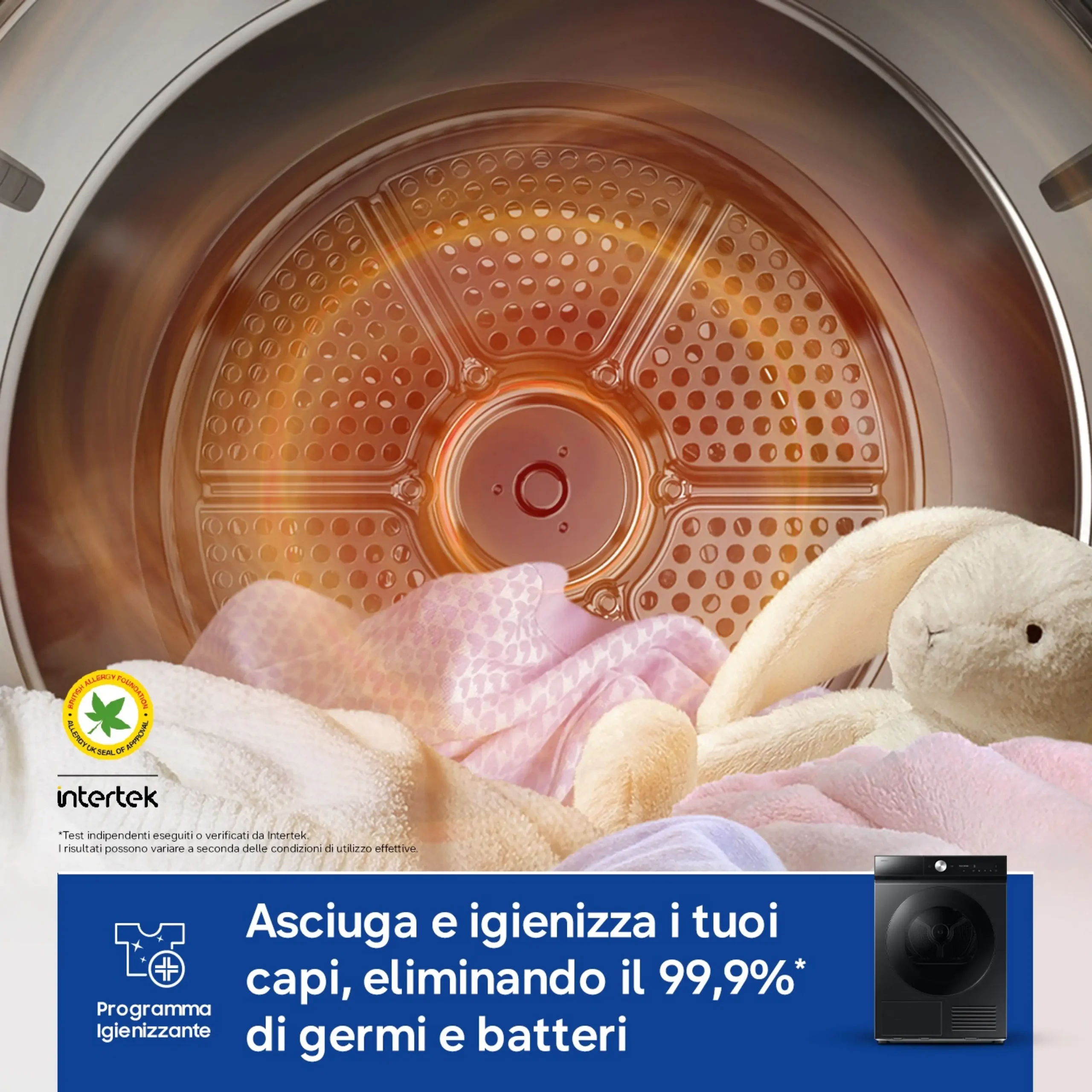 Asciugatrice SAMSUNG DV90DB8845GBU3, a condensazione, 9 Kg, profondità 60 cm, Funzione refresh, programmi automatici: AI Dry+; Pronto Stiro; Classe A – Image 4