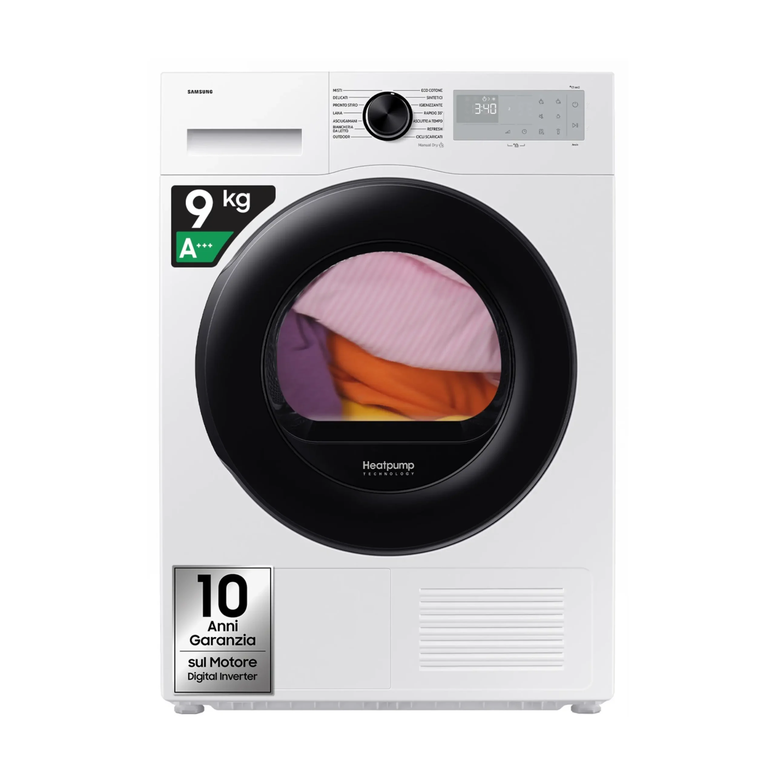 ASCIUGATRICE SAMSUNG DV90DG52A0AHET Condensazione, 9 kg, profondità 60 cm, 65 dB(A), Bianco, Classe C