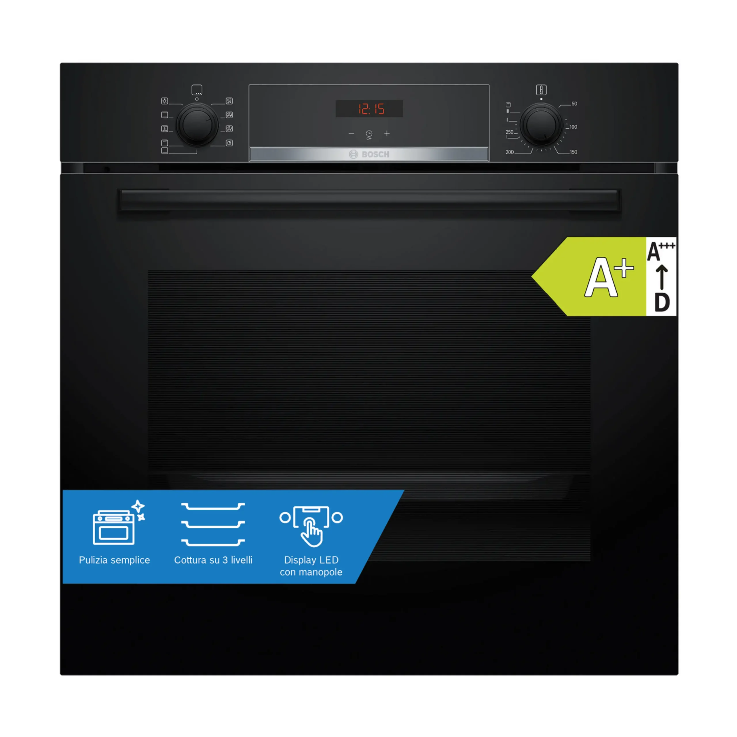 BOSCH HBA534BB3 FORNO INCASSO Capacità 71 l, dimensoni: L 59,4 cm - A 59,5 cm - P 54,8 cm, Nero, classe A+