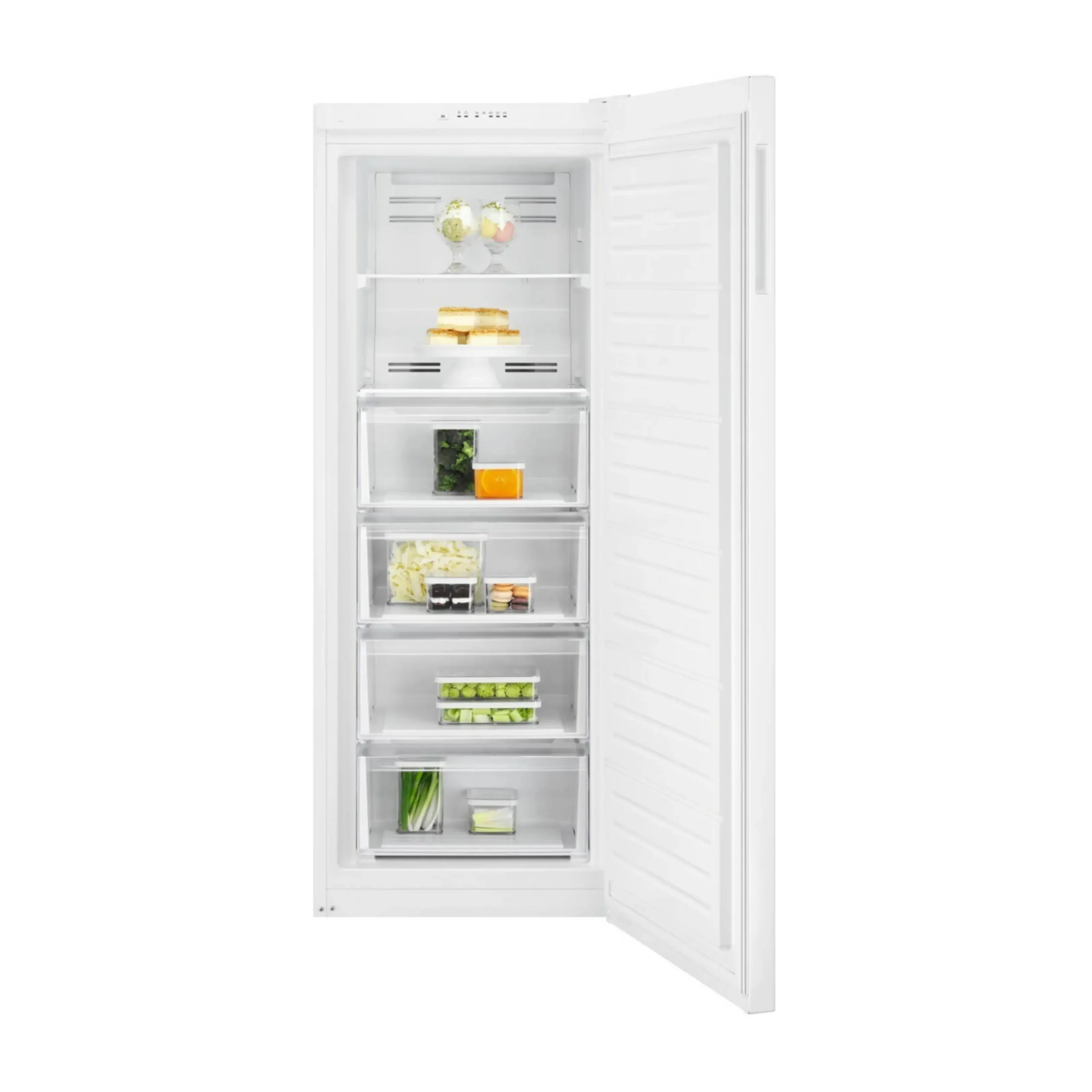 ELECTROLUX LUT1NE32W Congelatore verticale, Capacità netta 226 l, dimensioni: L 59,5 cm, A 155 cm, P 66,8 cm, Rumorosità 39 dB(A), 4 cassetti, BIANCO, Classe E