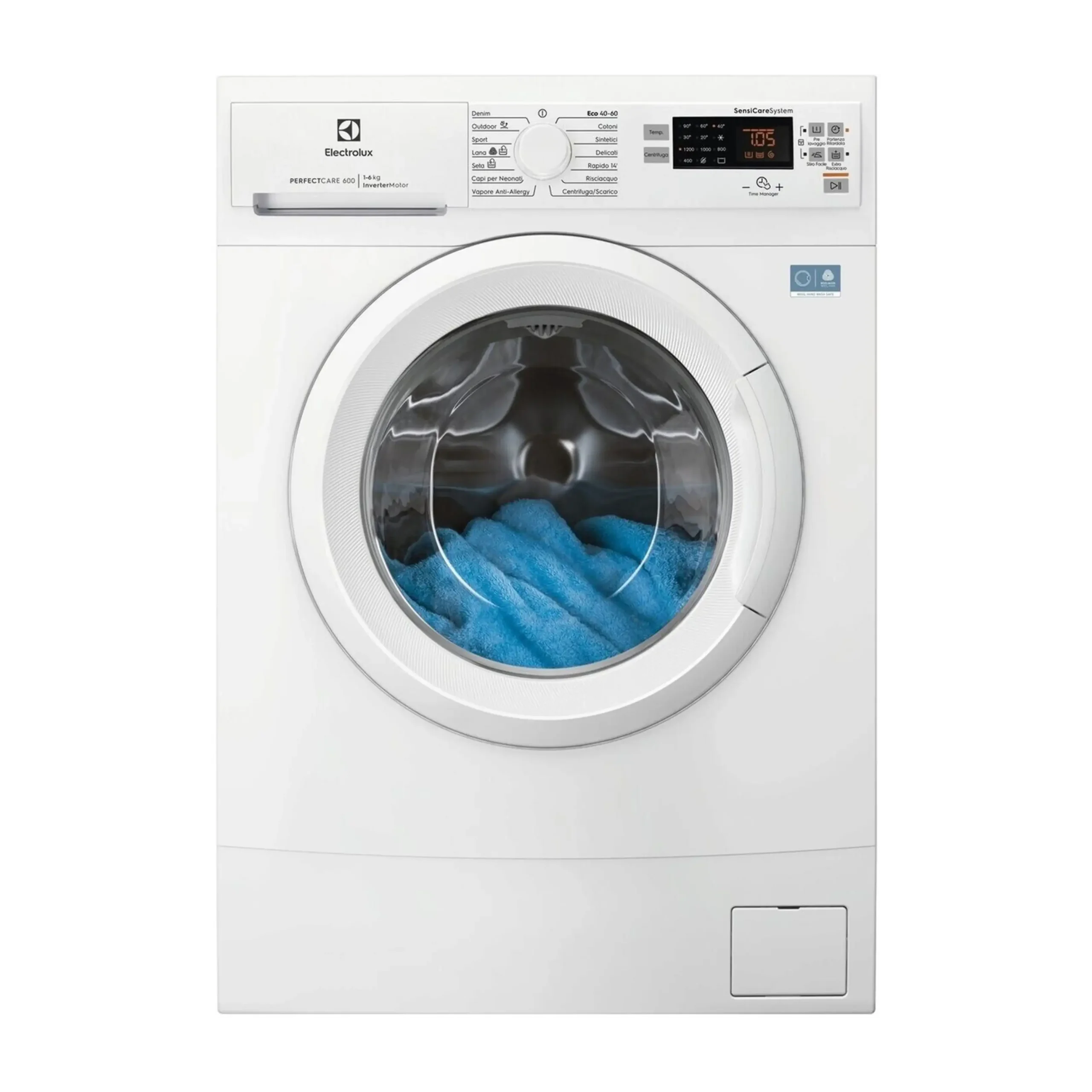 ELECTROLUX EW6S526A LAVATRICE, Caricamento frontale, 6 kg, 14 programmi, Profondità 37,8 cm, Giri 1200 rpm, Bianco, livello rumorosità centrifuga 74 dB(A), Classe A