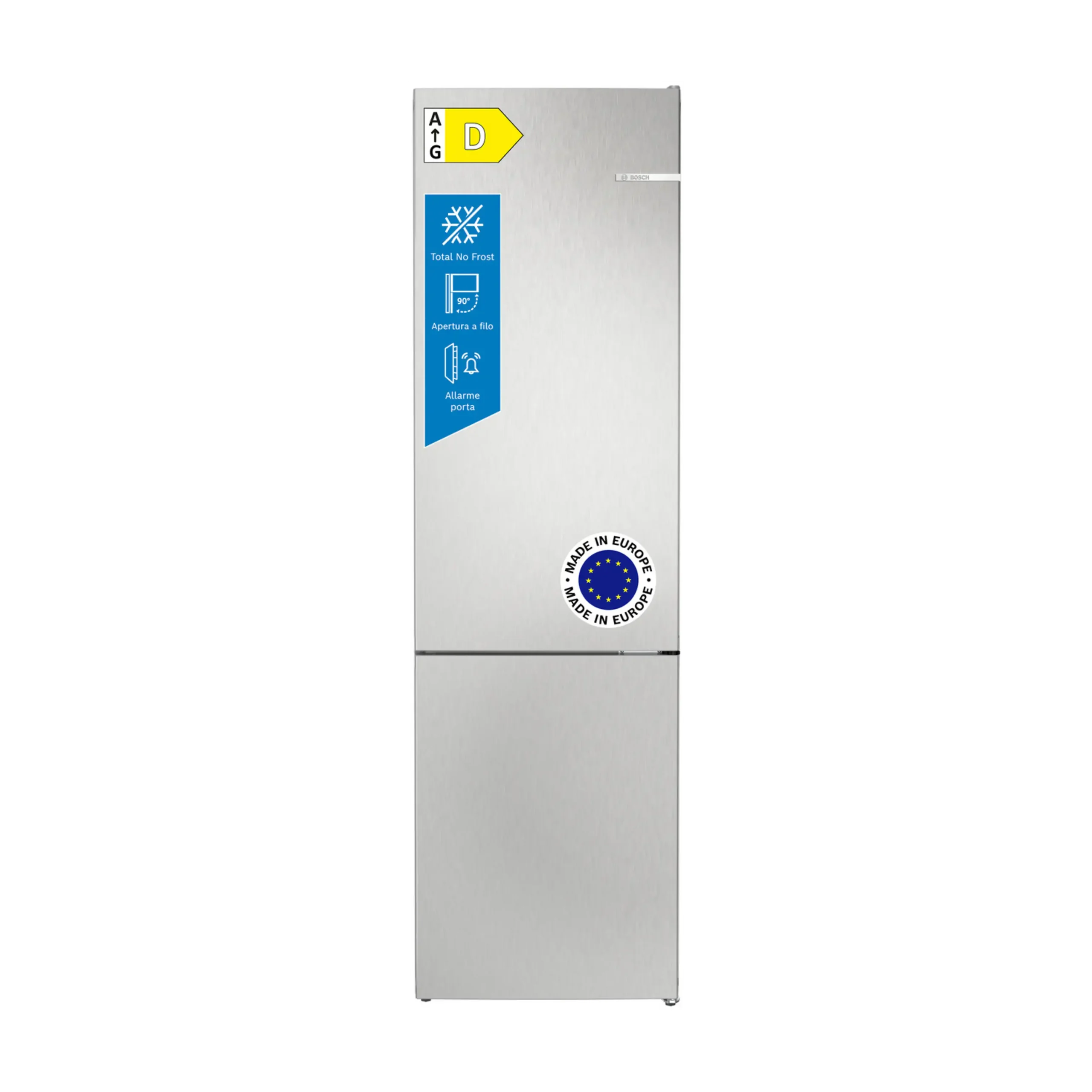 FRIGORIFERO COMBINATO BOSCH KGN392LDF, Capacità netta totale 363 l, Rumorosità: 35 dB(A), 3 ripiani, Dimensioni: L 60 cm A 203 cm P 66,5 cm, Inox Look, Classe D