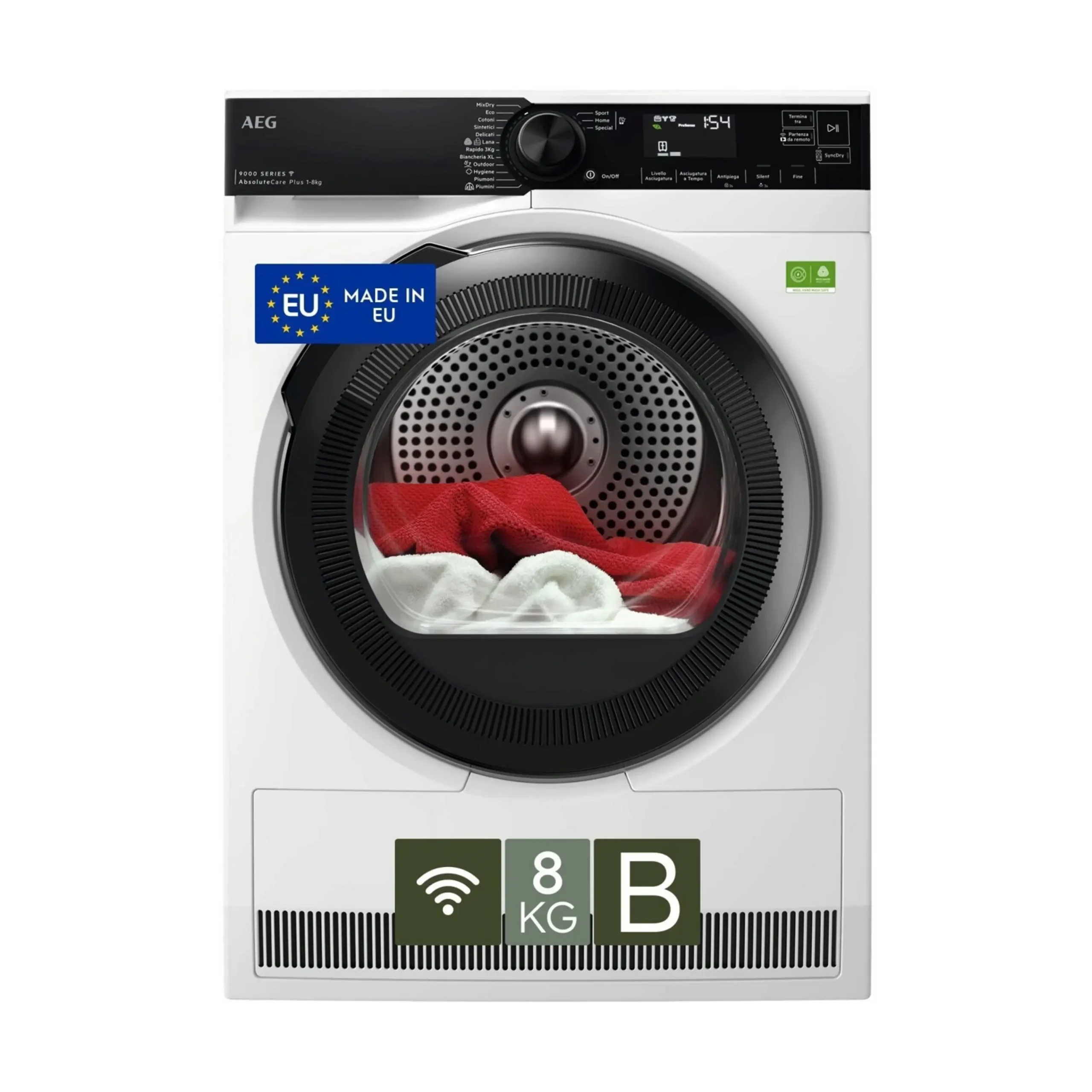 ASCIUGATRICE AEG TR9HH8BY A pompa di calore, 8 kg, profondità 63,6 cm, 63 dB(A), Bianco, Classe B