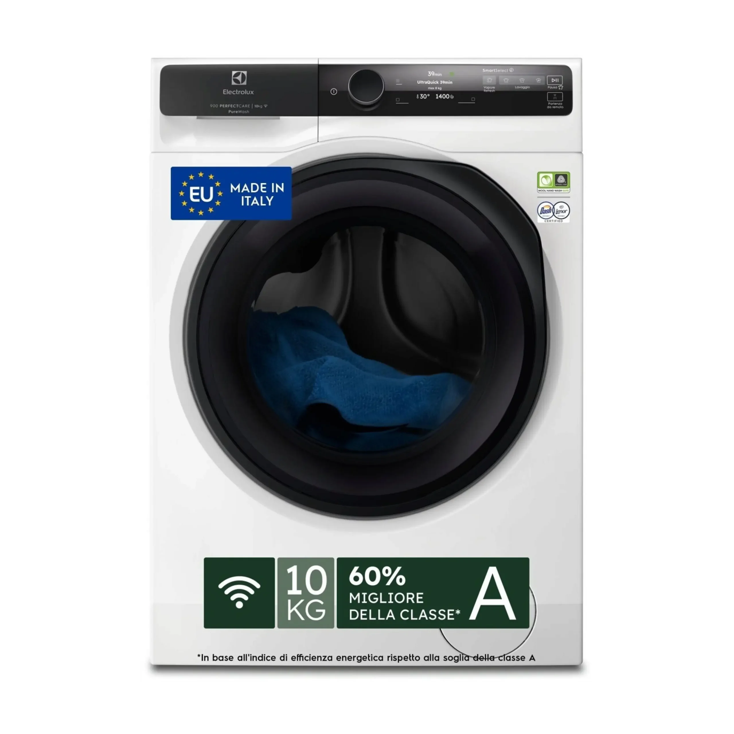 ELECTROLUX EW9F710GCY LAVATRICE, Caricamento frontale, 10 kg, 17 programmi, Profondità 63,6 cm, Giri 1351 rpm, Bianco, livello rumorosità centrifuga 72 dB(A), Classe A