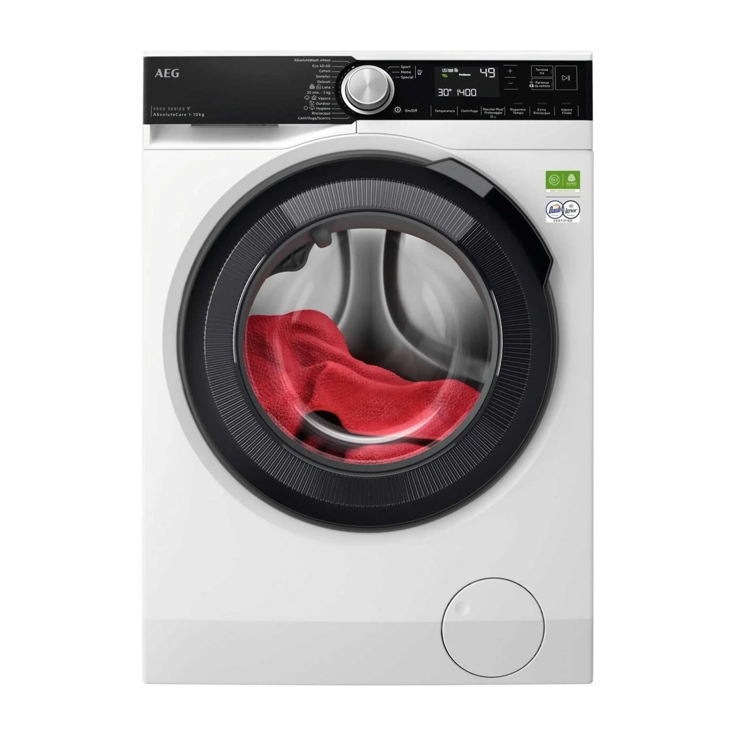 AEG LR9FA104SY LAVATRICE, Caricamento frontale, 10 kg, 14 programmi, Profondità 63,6 cm, Giri 1400 rpm, Bianco, livello rumorosità centrifuga 72 dB(A), Classe A