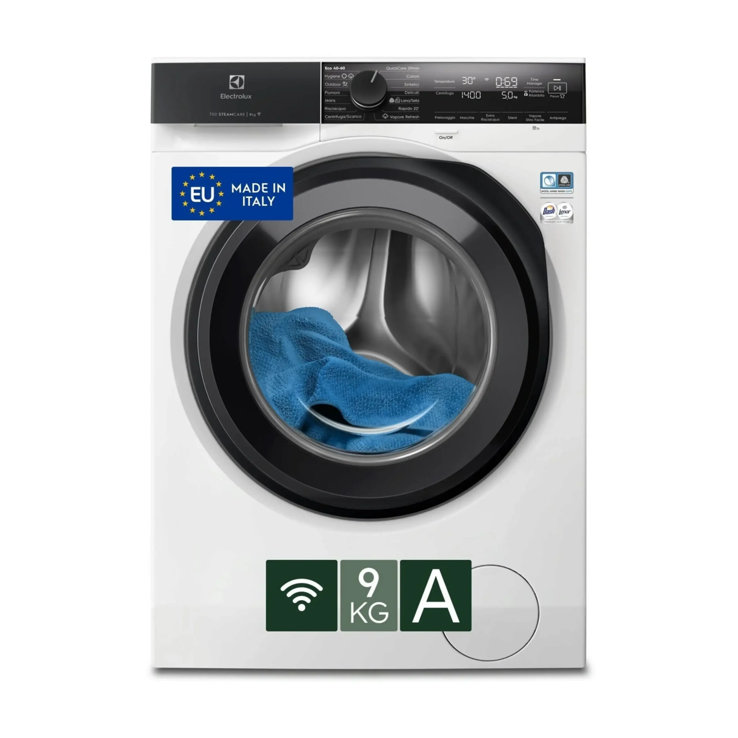 ELECTROLUX EW7F49GY LAVATRICE, Caricamento frontale, 9 kg, 14 programmi, Profondità 63,6 cm, Giri 1351 rpm, Bianco, livello rumorosità centrifuga 75 dB(A), Classe A