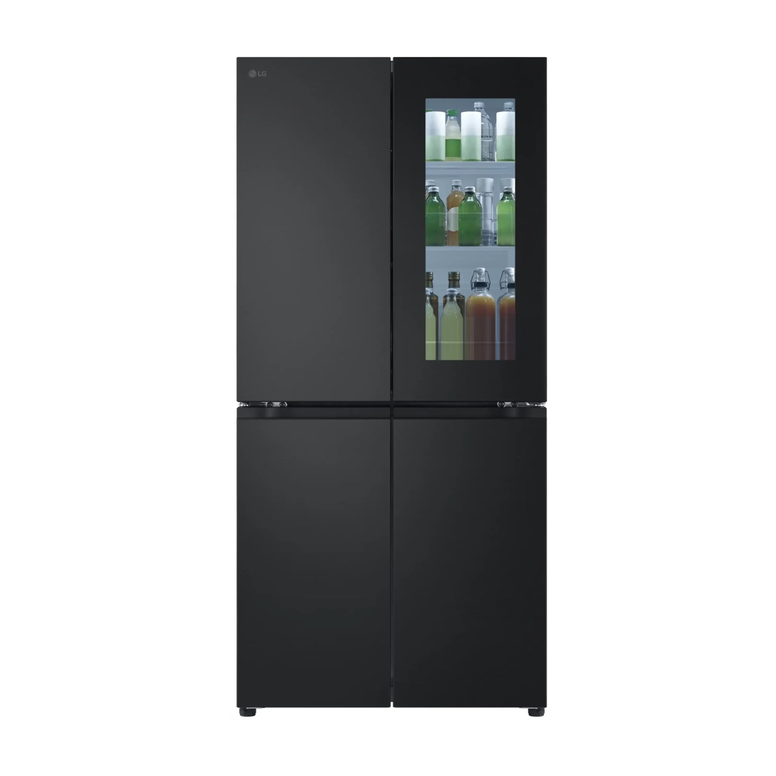 Frigorifero americano LG GMV860EPDE InstaView, Sistema Multi Flow: Sì; Sistema raffreddamento frigorifero: No Frost; Sistema raffreddamento congelatore: No Frost, Capacità netta totale 530 l, Rumorosità: 40 dB(A), LAN wireless, Dimensioni: L 83,5 cm A 178,7 cm P 73 cm, Matte Black, Classe E