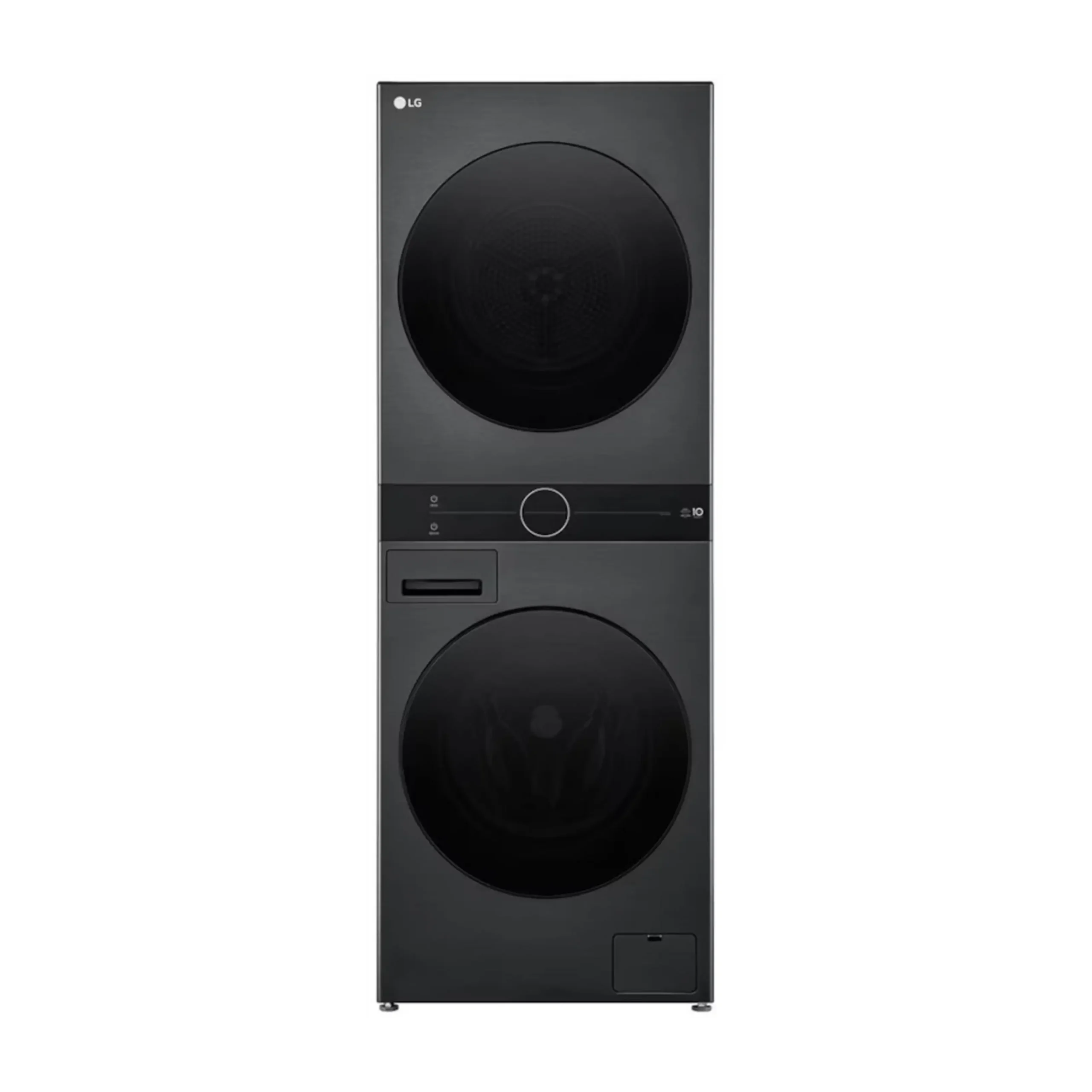 LG WashTower WT1210BBF LAVASCIUGA, Caricamento frontale, capacità lavaggio 12 kg, capacità asciugatura 10 kg, 10 programmi, Profondità 66 cm, Giri 1400 rpm, Platinum Black, Classe A