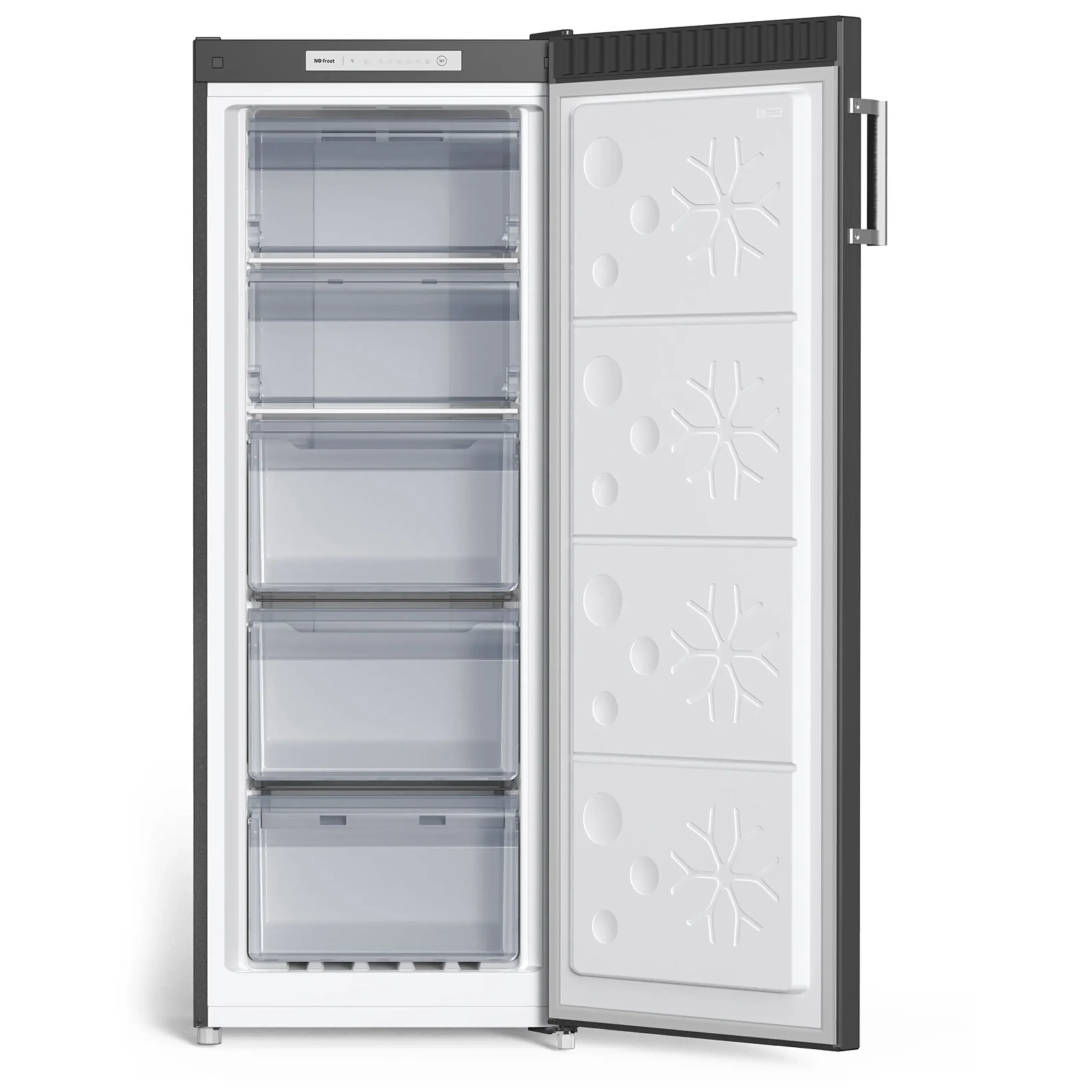 CHIQ FSD166NE4E Congelatore verticale, Capacità netta 166 l, dimensioni: L 58,0 cm, A 148,5 cm, P 63,0 cm, Rumorosità 44 dB(A), 5 cassetti, Inox Scuro, Classe E – Image 3