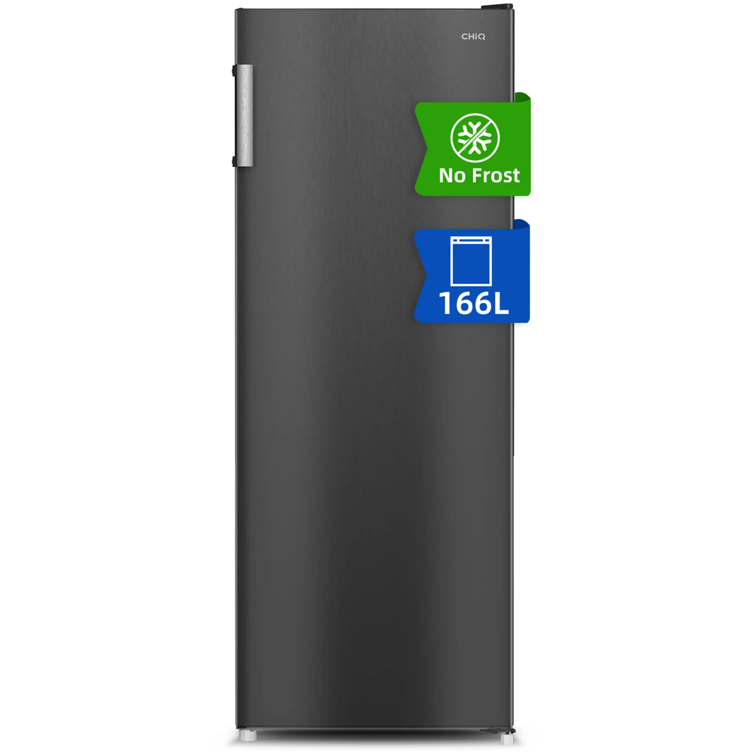 CHIQ FSD166NE4E Congelatore verticale, Capacità netta 166 l, dimensioni: L 58,0 cm, A 148,5 cm, P 63,0 cm, Rumorosità 44 dB(A), 5 cassetti, Inox Scuro, Classe E – Image 4