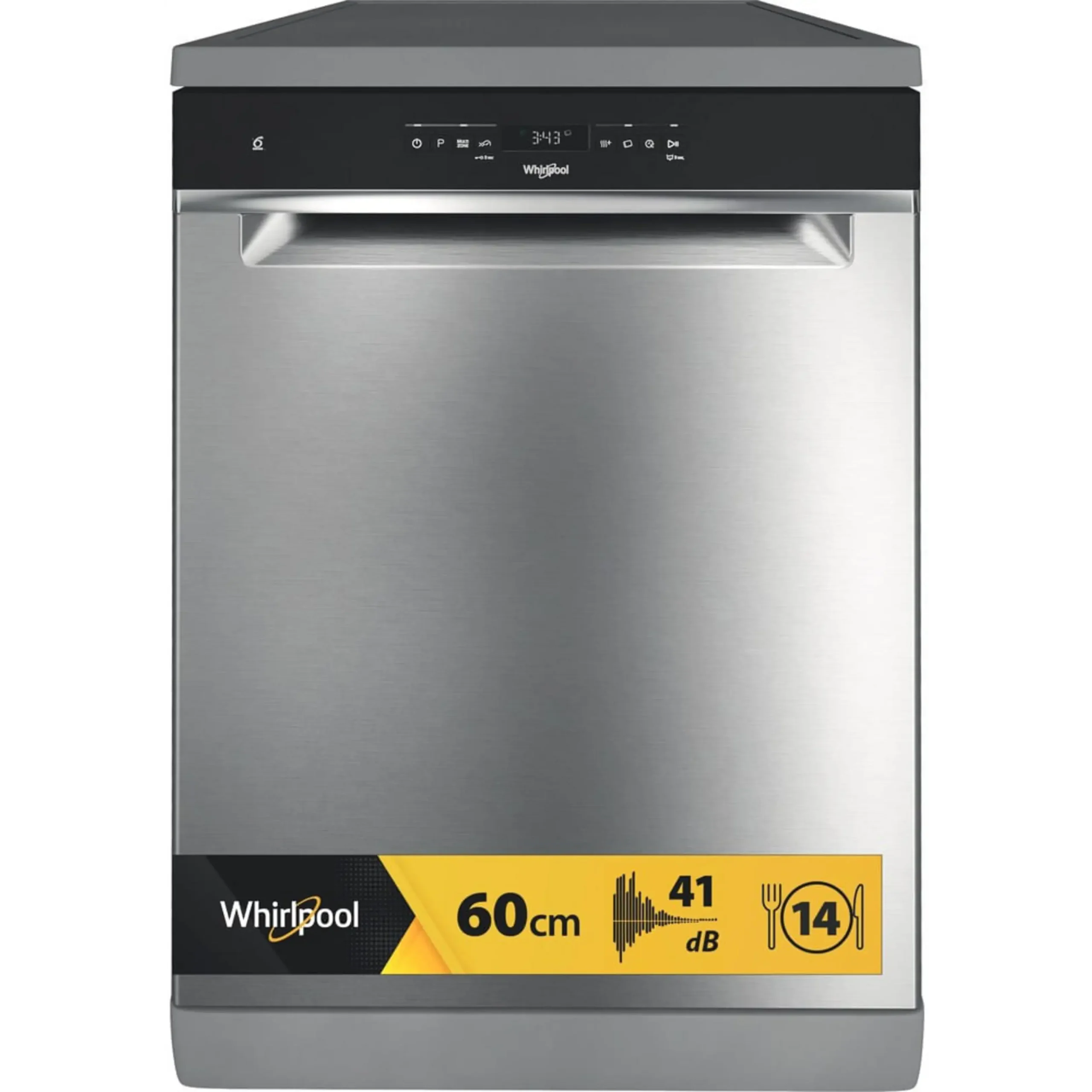 Lavastoviglie Dimensione massima (60 cm) WHIRLPOOL WFO 3T141 X, Programmi 10, Dimensioni: L 600 mm, A 850 mm, P 590 mm, Rumorosità 41 dB(A), Consumo di acqua 9,5 l, Acciaio inox, Classe A