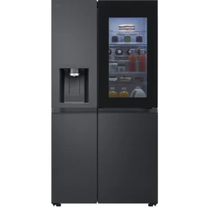 frigorifero americano LG GSXE90EVDD, Dispenser ghiaccio e acqua, 3 Porte, Capacità netta totale 628 l, Rumorosità: 35 dB(A), LAN wireless, Dispenser acqua, Dispenser ghiaccio, Dimensioni: L 913 mm A 1790 mm P 735 mm, Nero, Classe D