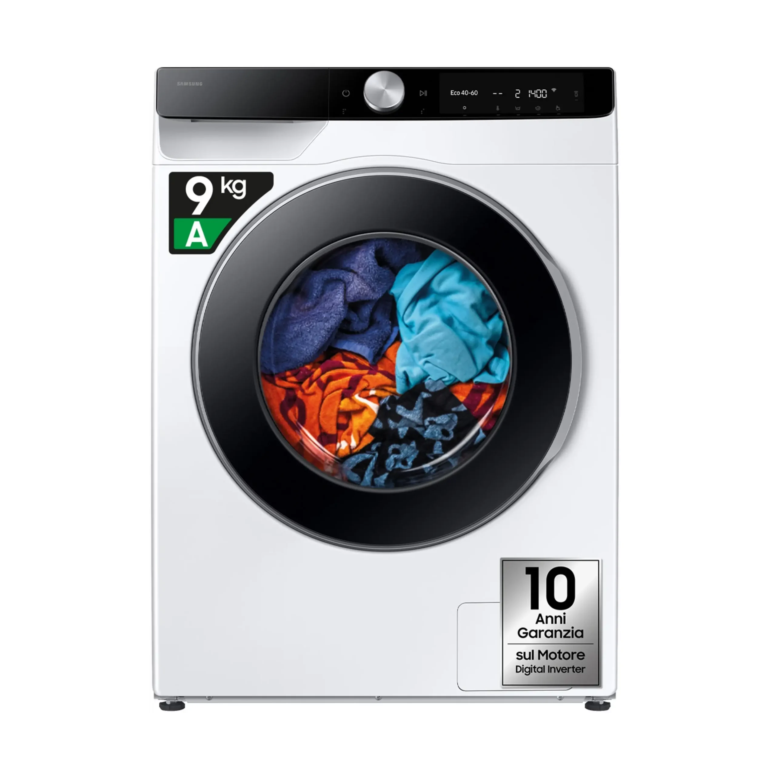 SAMSUNG WW90DG6U85LKU3 LAVATRICE, Caricamento frontale, 9 kg, 26 programmi, Profondità 55 cm, Giri 1400 rpm, BIANCO, livello rumorosità centrifuga 72 dB(A), Classe A